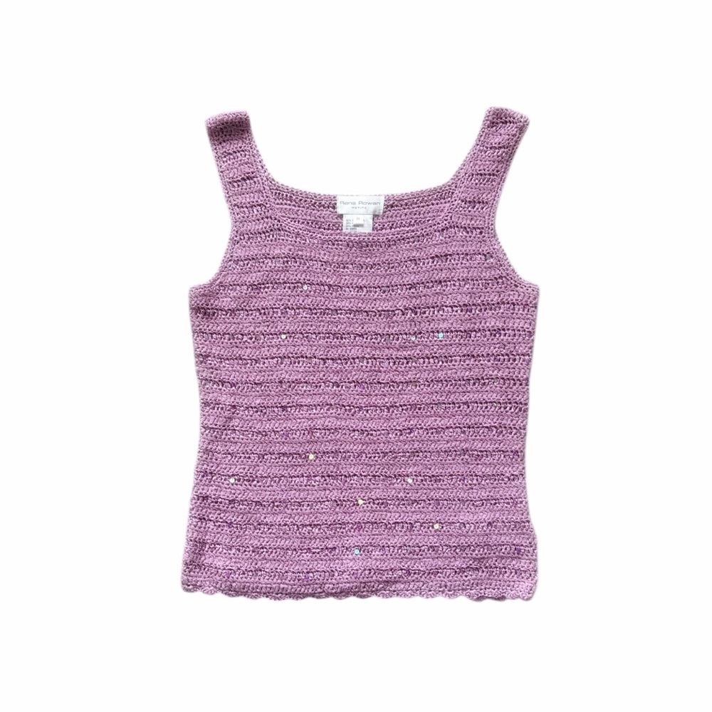 Vintage Y2K Crochet Sequin Tank Fairy Festival Ibiza M